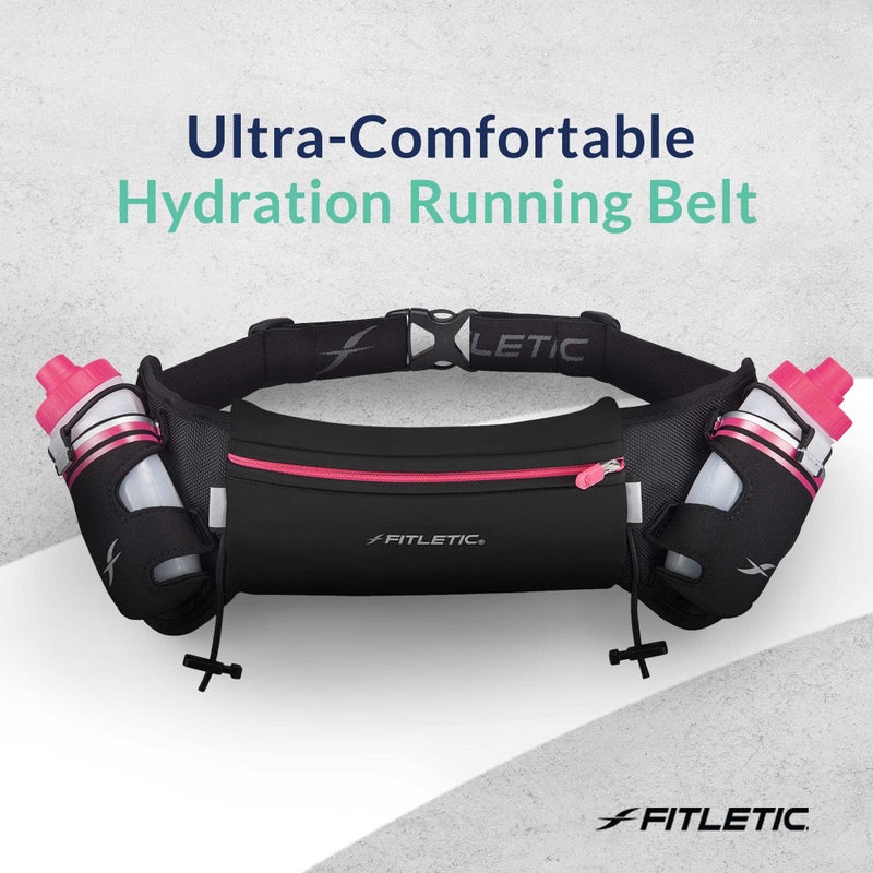 Fitletic Hydration Running Belt With Water Bottles For Men & Women â€“ 2 Quick Flow 8oz Running Water Bottles, Patented Bounce Free Design, Water Resistant Pouch Fits All Phones â€“ Hydra 16 - Image 5
